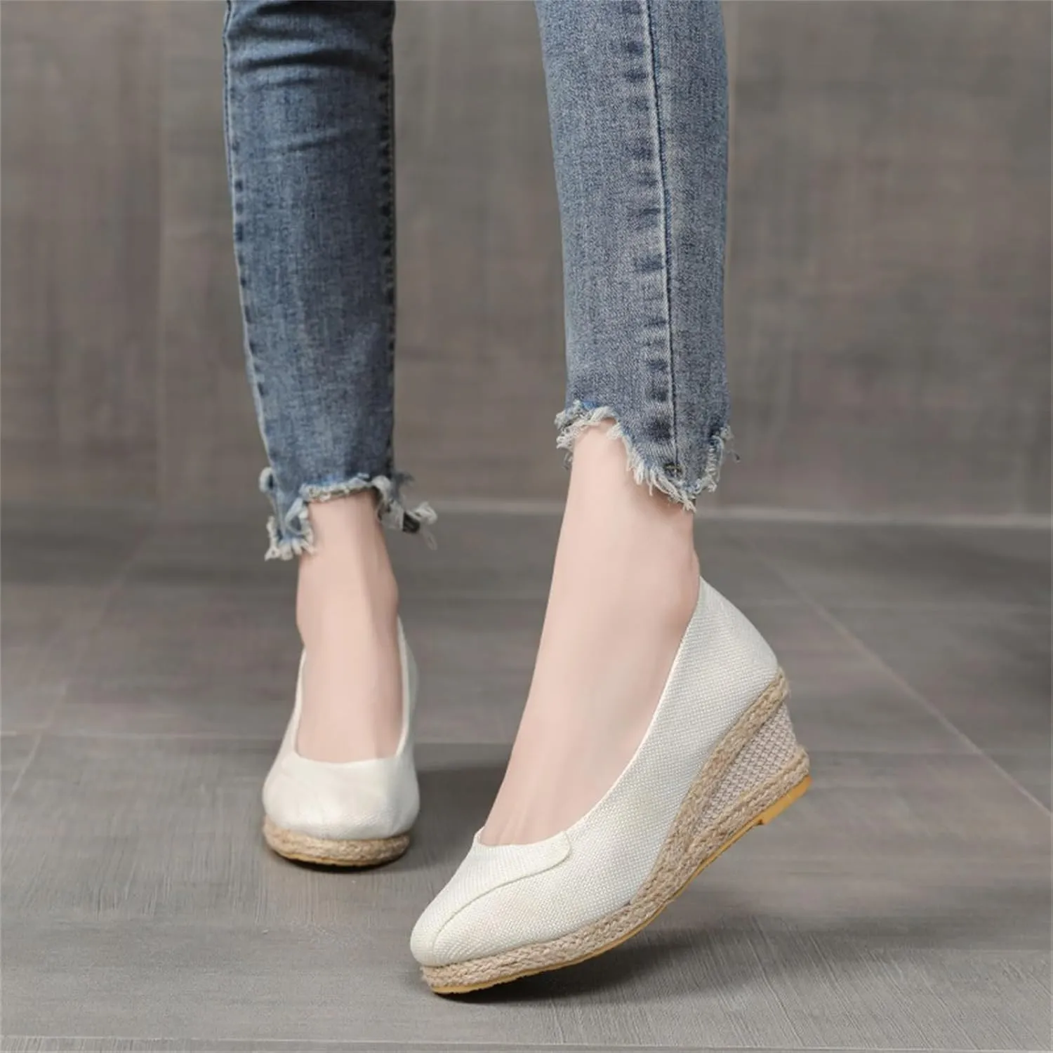 Espadrilles Wedges for Women 2025 Comfortable Slip On Espadrilles Closed Pointed Toe Canvas Wedges for All Occasions: Casual, Work, Party