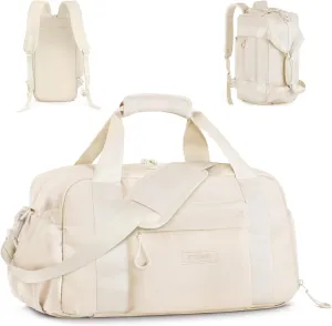 ETRONIK 3-IN-1 Gym Bag for Women, TSA Lightweight Weekender Bags for Women, Travel Duffle Bag for Travel with Shoe Compartment & Wet Pocket, Water Resistant Gym Duffle Backpack, Beige