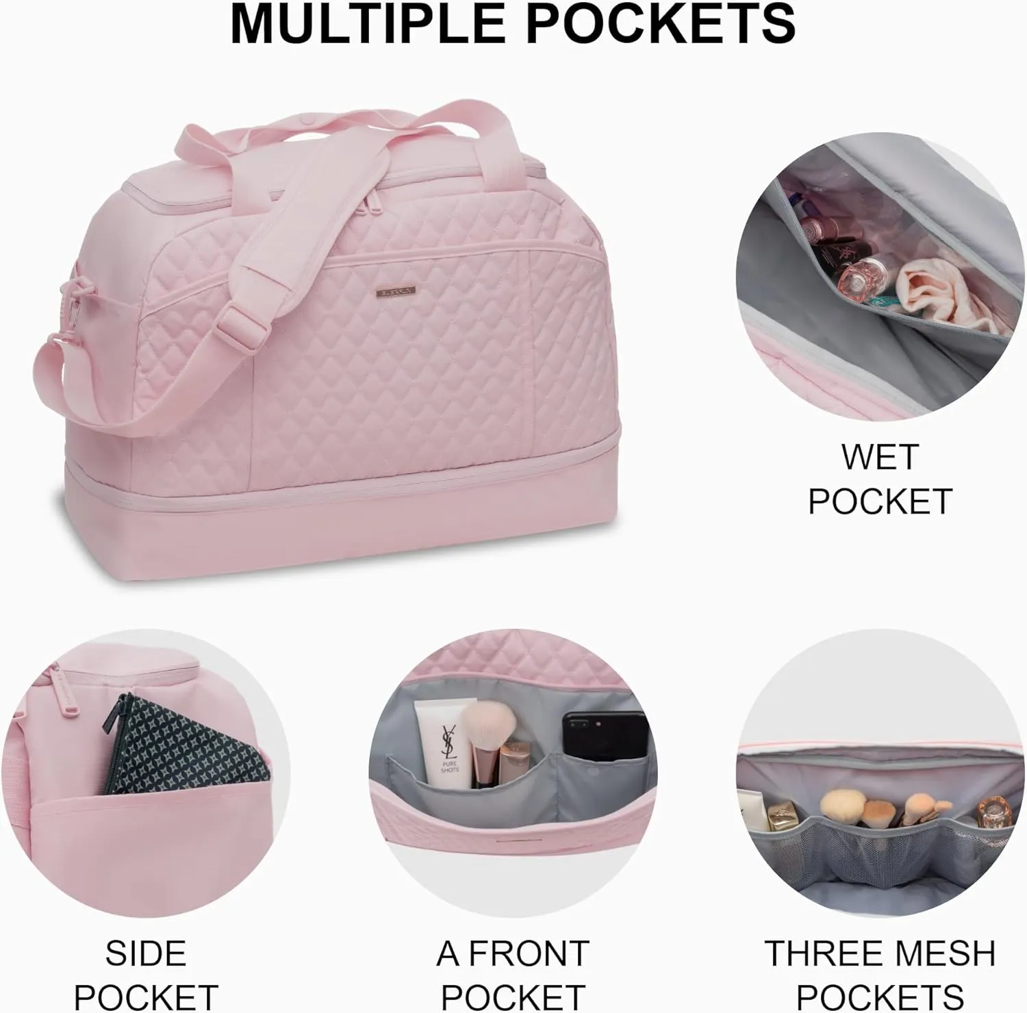 EVERFUN Weekender Bags for Women,Gym Tote Bag with Shoe Compartment for Girls, Perfect for Gym, Yoga, Travel, Camping, Beach, Sports and Daily Commuting