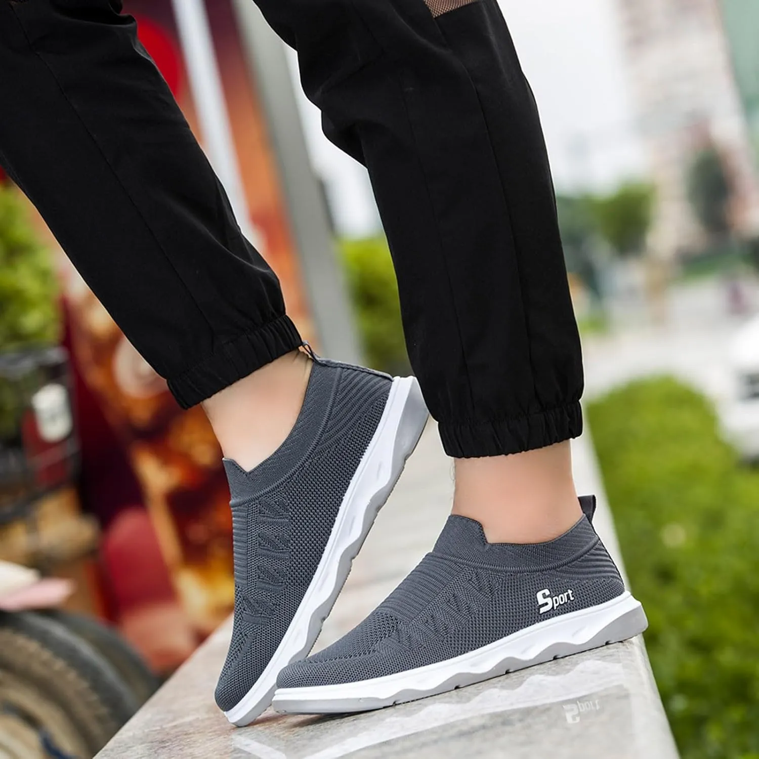 Fashion Sneakers Comfortable Men Shoes Flat Soled Casual Shoes Breathable Hollow Mesh Slip On Soft Soled Casual