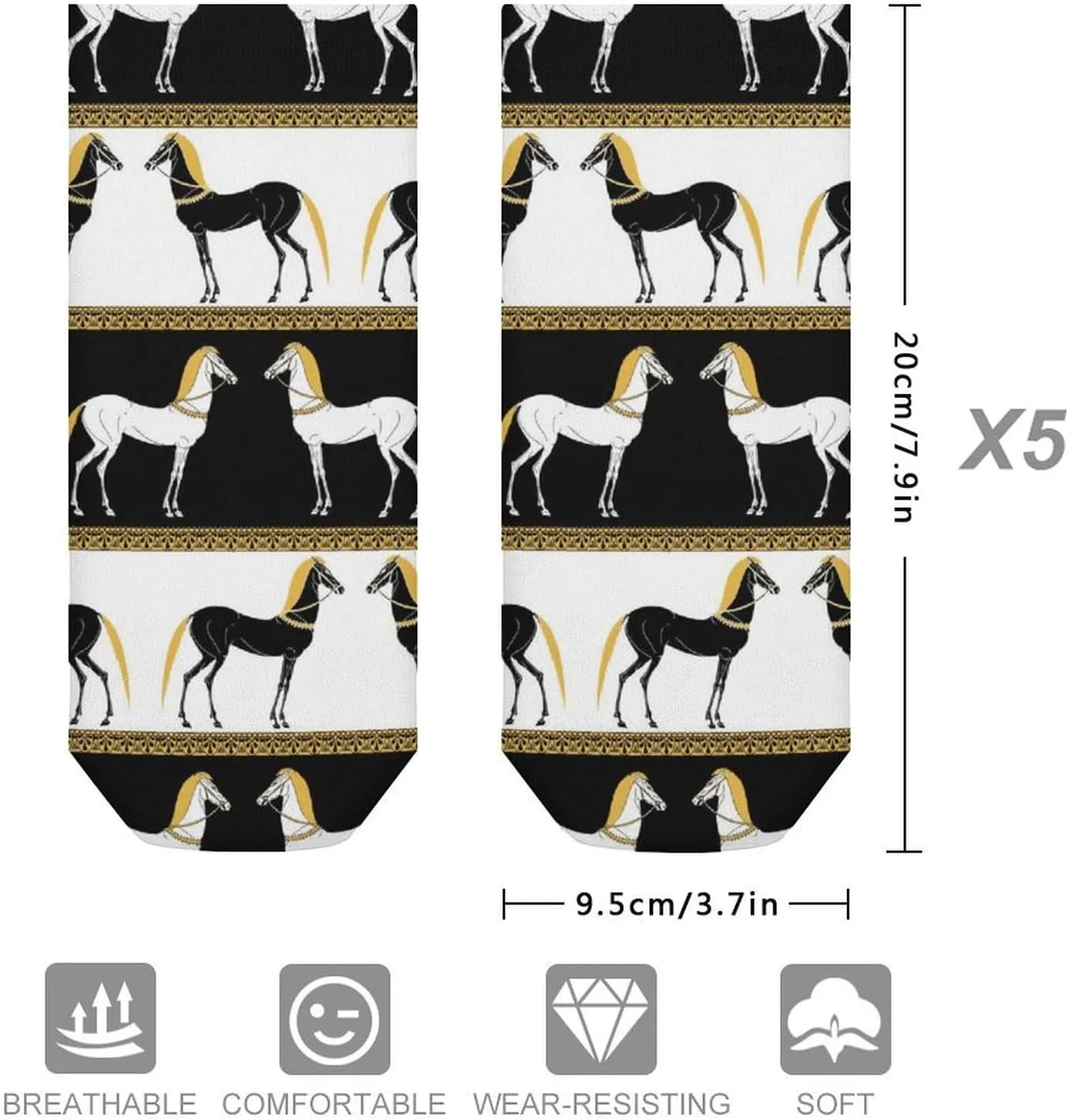 Fashion Socks Men & Women Soft Hiking Running Decor Dress Low Cut Ankle Socks 5 Pairs