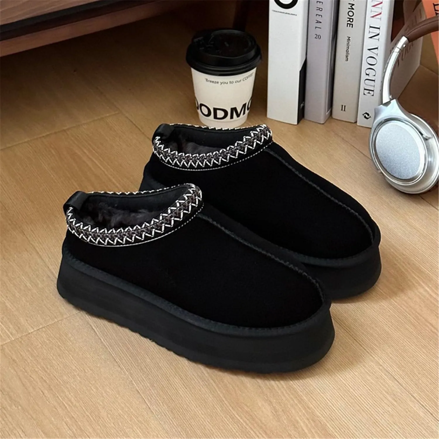 Fashion Winter plush platform Short Ankle boots for kids Fur Fleece Lined slippers girl boy warm Outdoor indoor House anti slip trend Mini boots little kids big kids