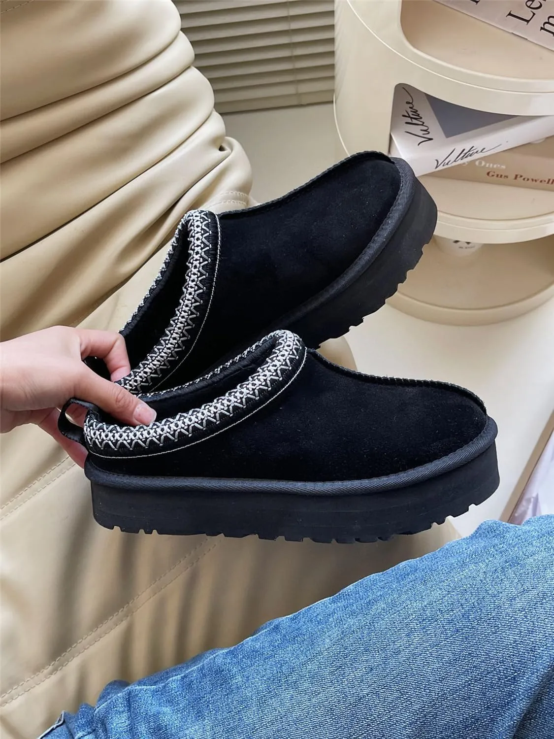Fashion Winter plush platform Short Ankle boots for kids Fur Fleece Lined slippers girl boy warm Outdoor indoor House anti slip trend Mini boots little kids big kids