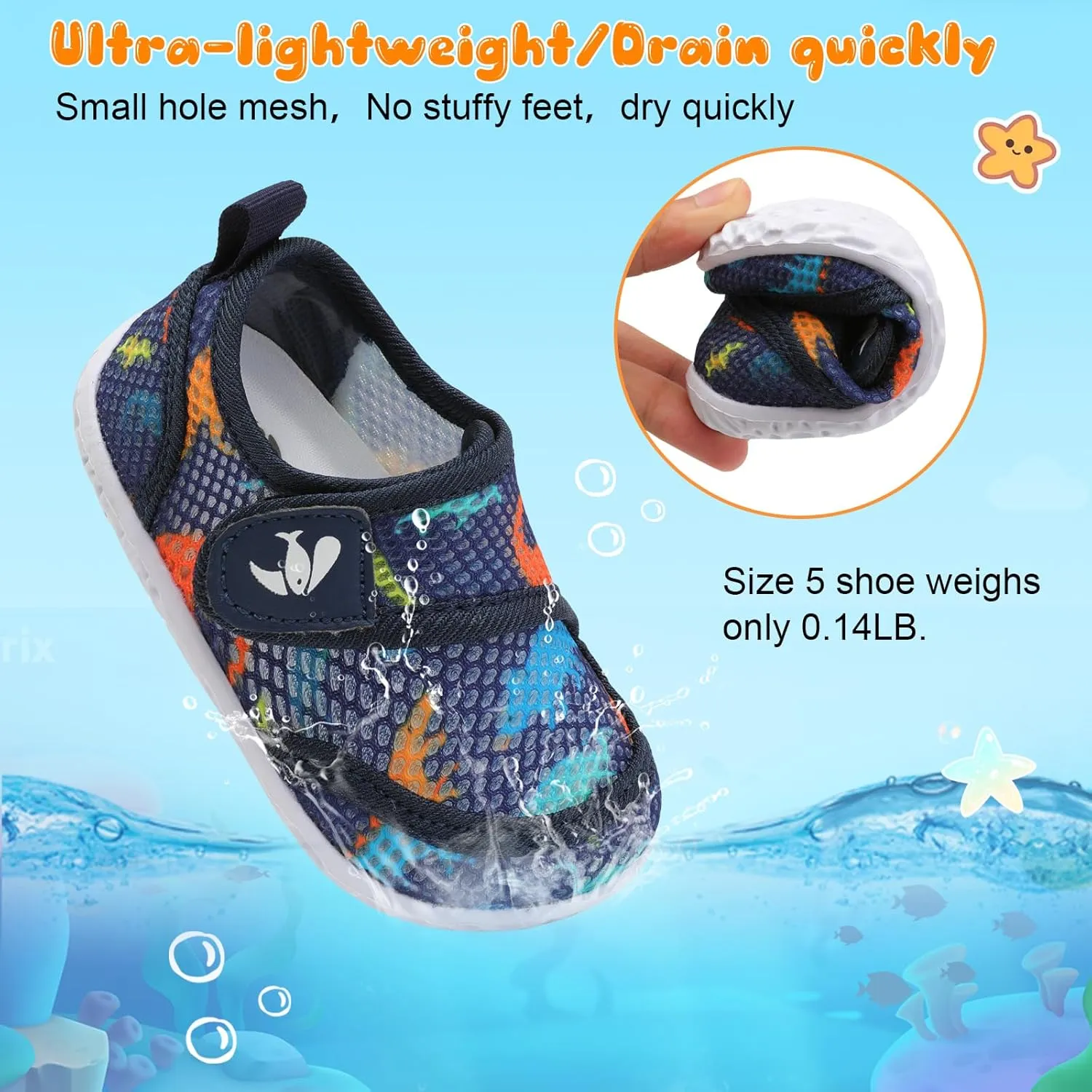 FEETCITY Toddler Water Shoes Boys Girls Swim Shoes Quick Dry Kids Aqua Socks Barefoot for Beach Swimming Pool