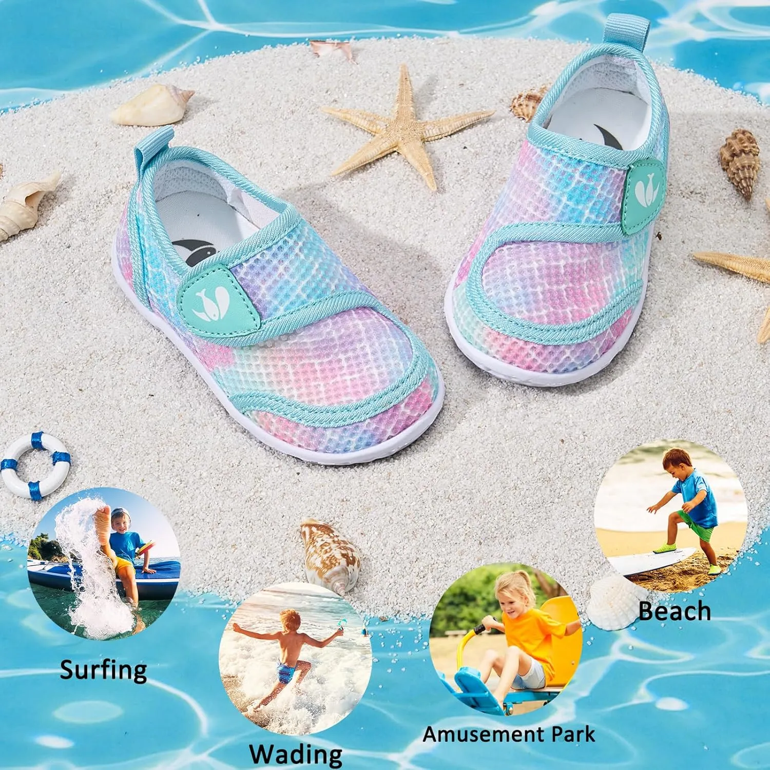 FEETCITY Toddler Water Shoes Boys Girls Swim Shoes Quick Dry Kids Aqua Socks Barefoot for Beach Swimming Pool
