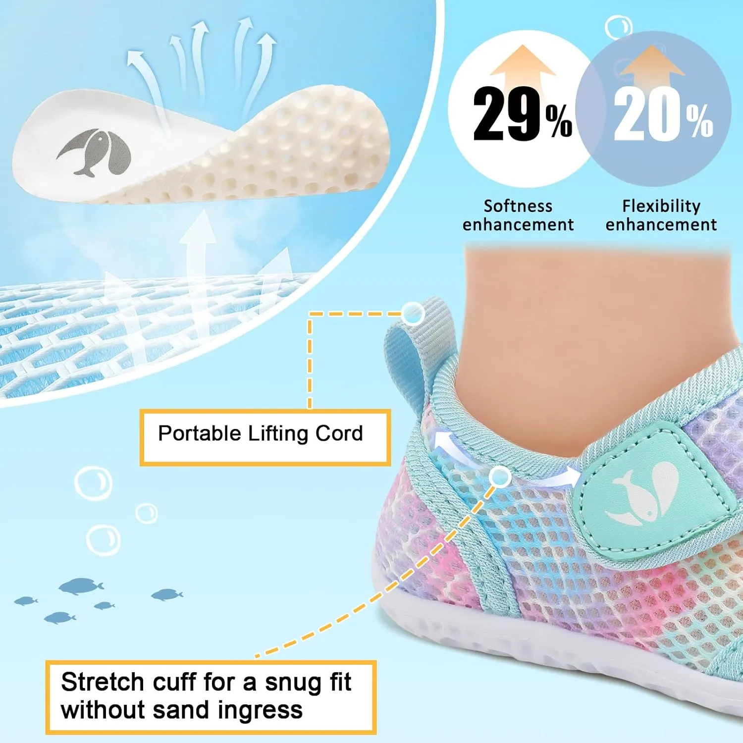 FEETCITY Toddler Water Shoes Boys Girls Swim Shoes Quick Dry Kids Aqua Socks Barefoot for Beach Swimming Pool
