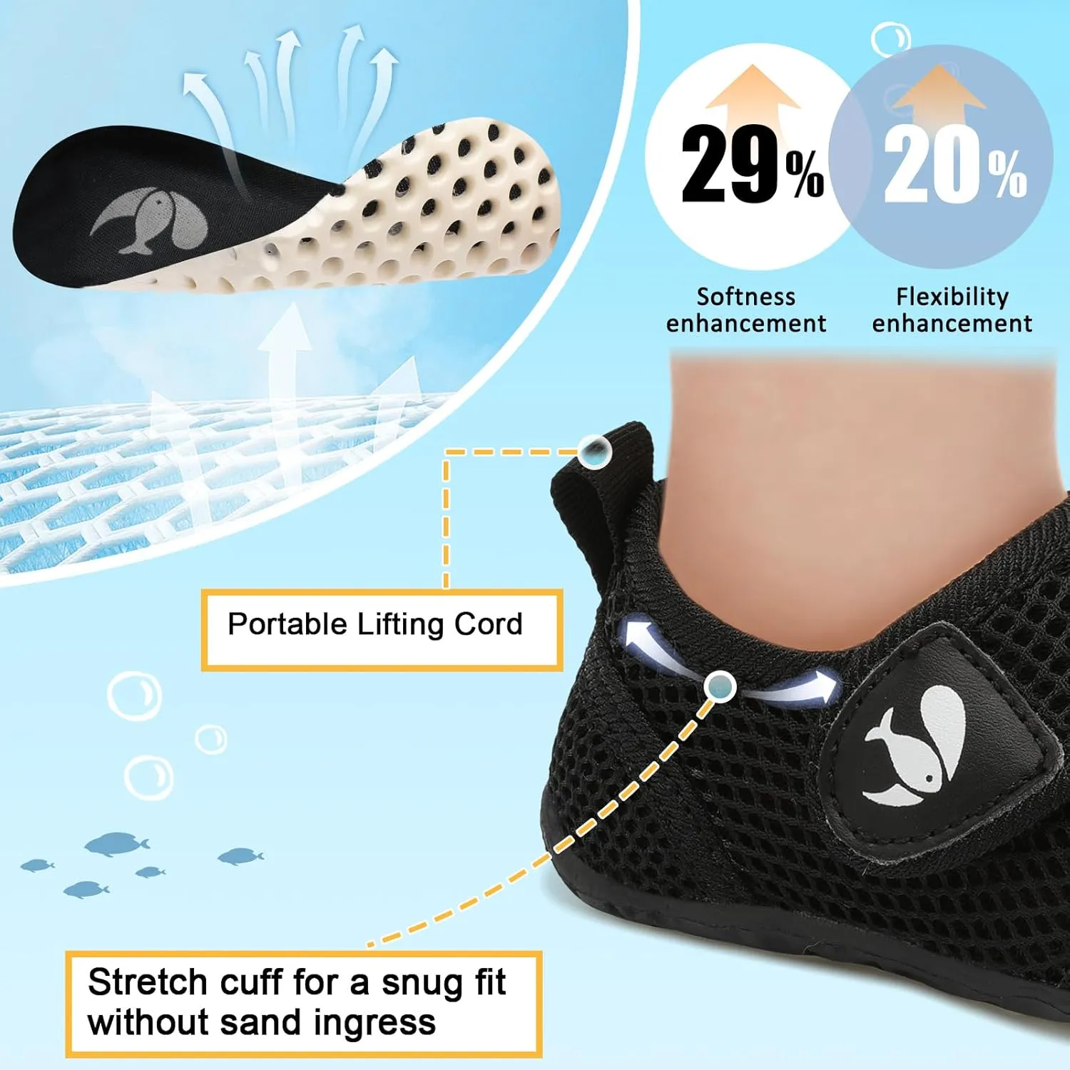 FEETCITY Toddler Water Shoes Boys Girls Swim Shoes Quick Dry Kids Aqua Socks Barefoot for Beach Swimming Pool