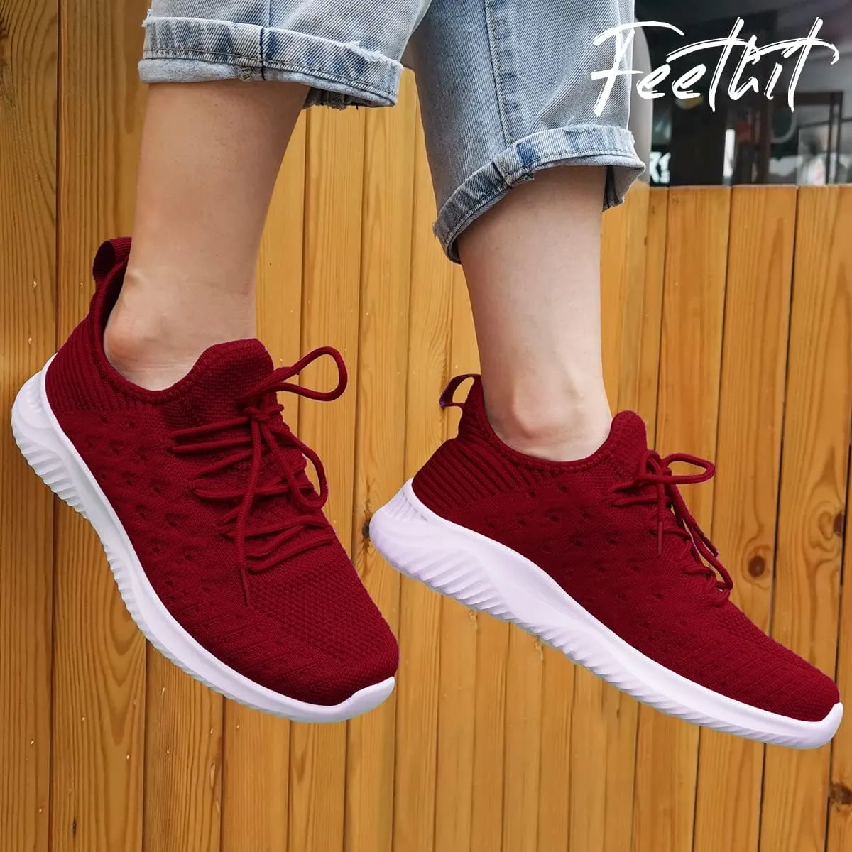 Feethit Womens Slip On Walking Shoes Non Slip Running Shoes Breathable Workout Shoes Lightweight Gym Sneakers