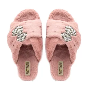 Fefe Nude Luxury Plush Diamanté Embellished Handmade Slipper