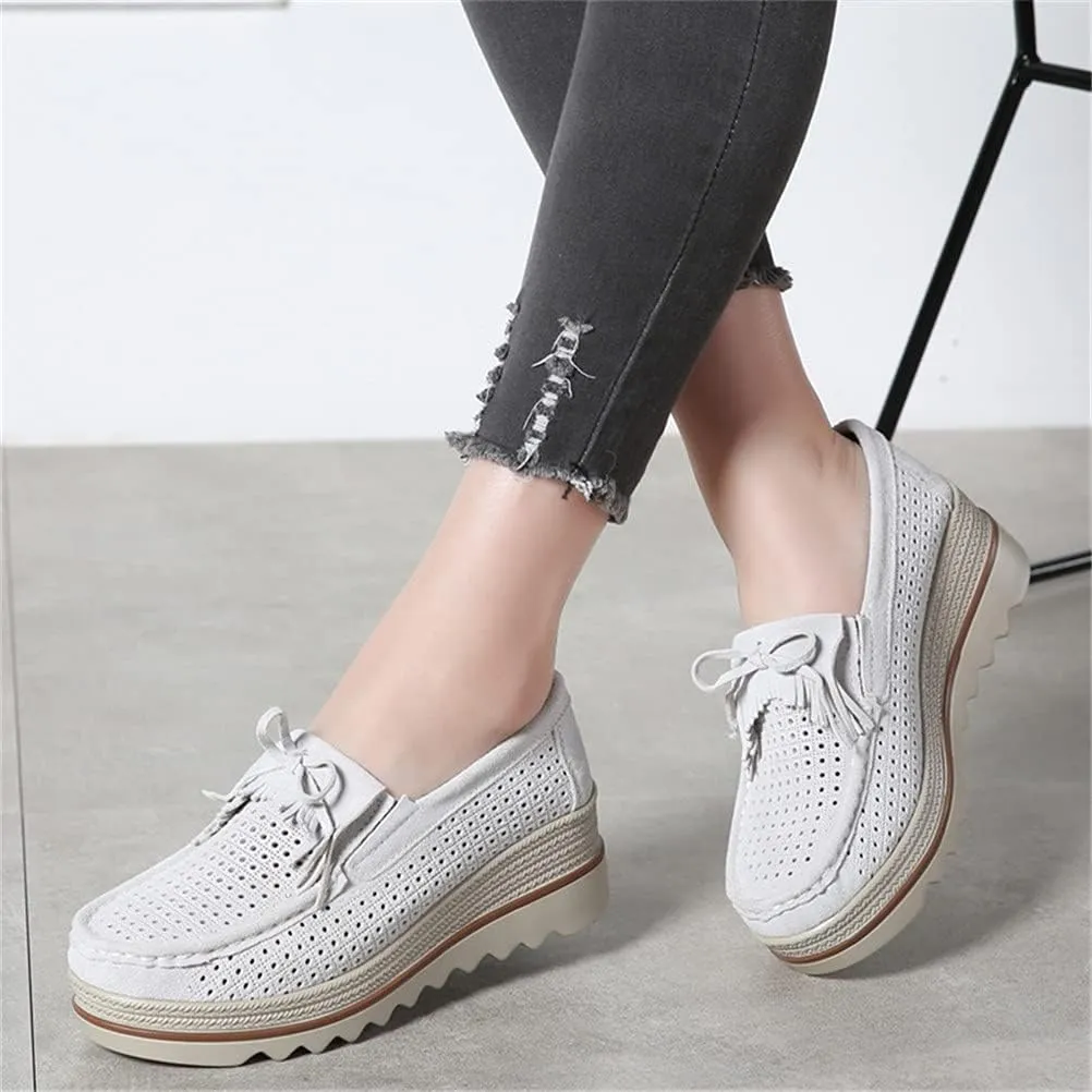 FENIKUSU Women's Platform Loafer Shoes Soft-Soled Slip on Leather Penny Shoes Casual Flatform Sneakers