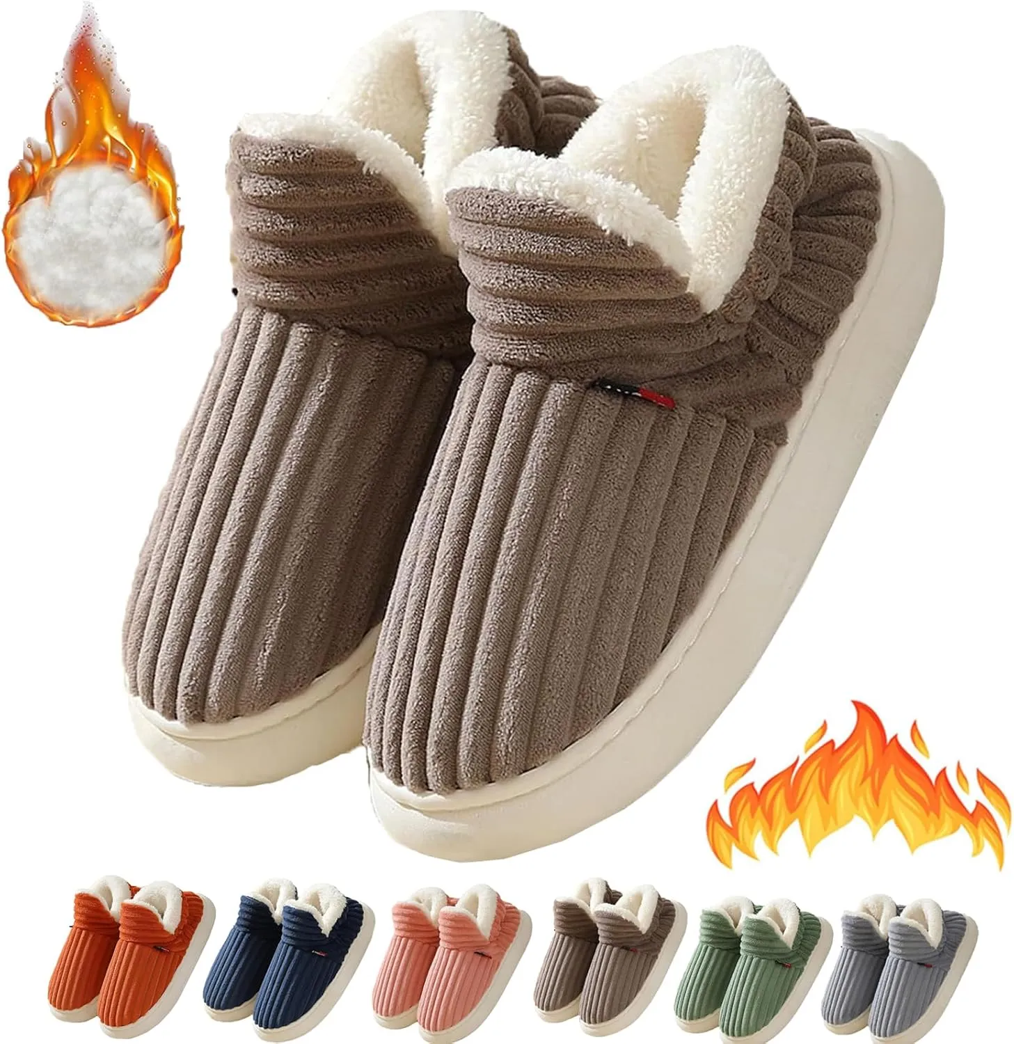 FETNHU Pluffi The Cozy & Stylish Slipper, Pluffi Slipper Booties for Women Men, Pluffi Shoes, Winter Warm Plush Slippers (Brown,Women4.5-5.5/Men3.5-4.5)