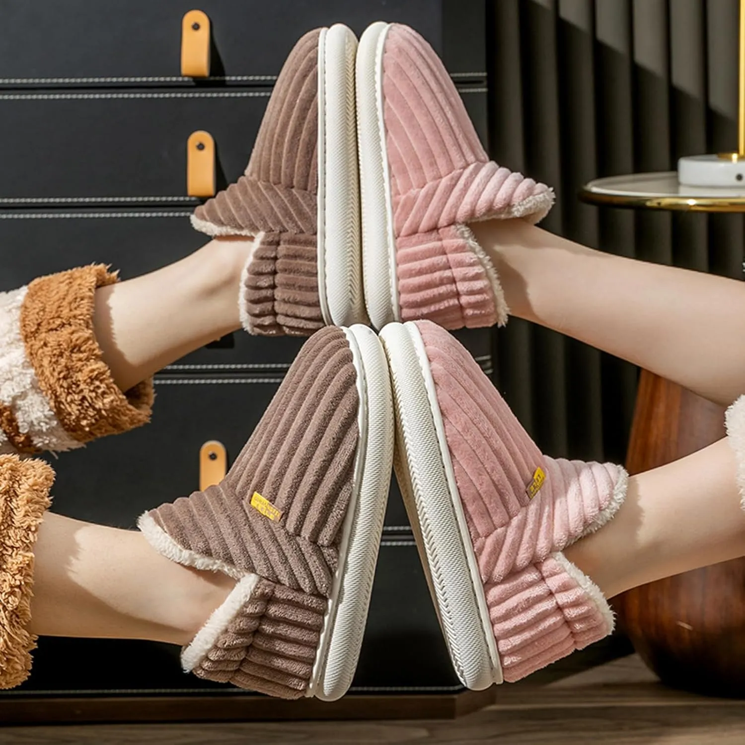 FETNHU Pluffi The Cozy & Stylish Slipper, Pluffi Slipper Booties for Women Men, Pluffi Shoes, Winter Warm Plush Slippers (Brown,Women4.5-5.5/Men3.5-4.5)