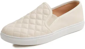 FEVERSOLE Women's Casual Slip On Sneaker Comfort Quilted Loafer Flats