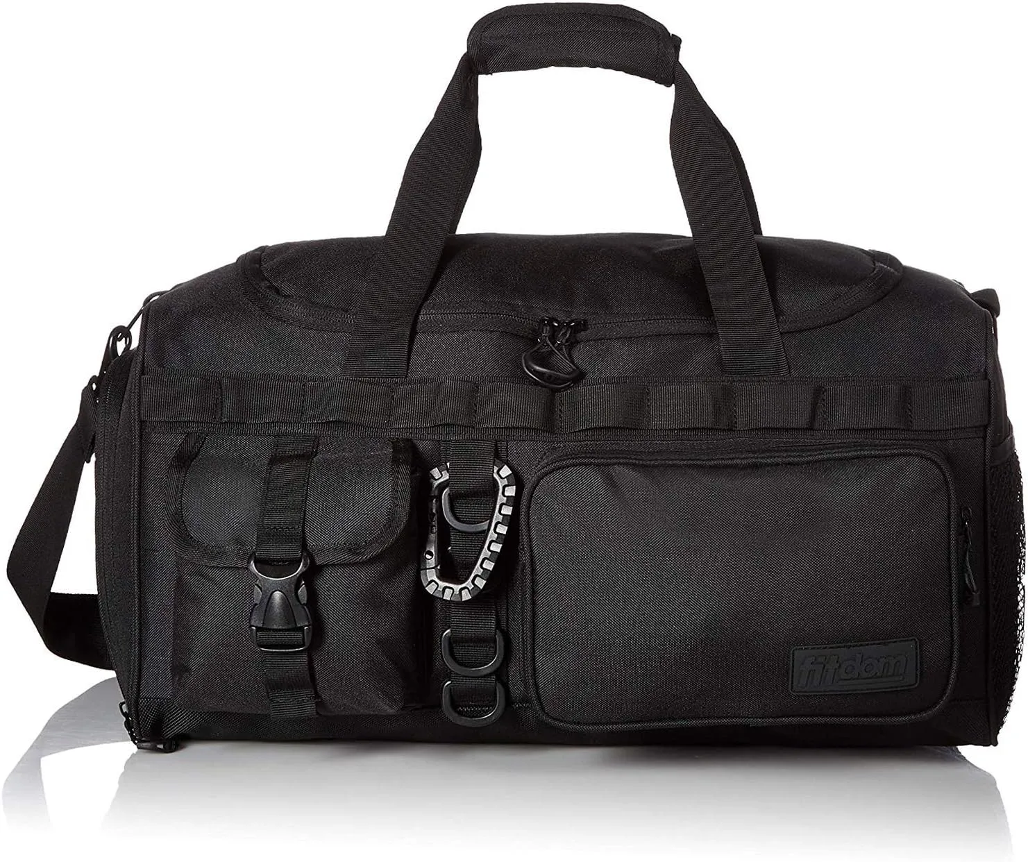 Fitdom 20" 32L Tactical Black Gym Duffle Bag with Shoe Compartment. Best Workout Bag For Men & Women. Black Gym Bag is Great For Basketball, Soccer & Other Sports As Well As Weekender & Overnight Bag