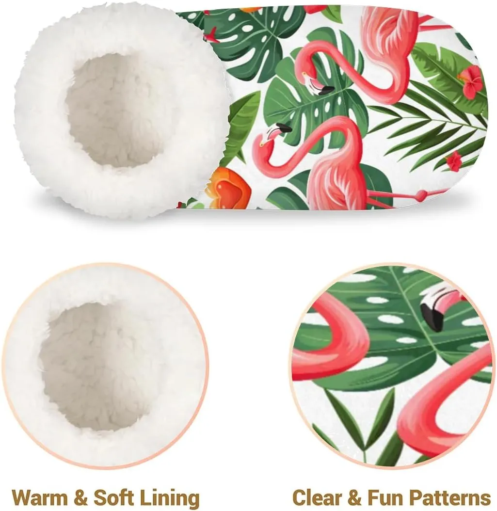 Flamingo Pineapples Palm Leaves Women's Slippers Socks Cozy Fuzzy Sherpa House Shoes Winter House Bedroom Slippers