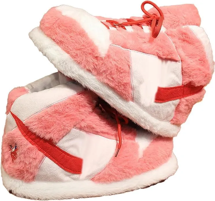 Fluffy Slippers Sneaker Slippers for Women Men Comfy Kicks Winter Warm One Size Suppleness Home Shoes with Anti-skid Rubber Sole