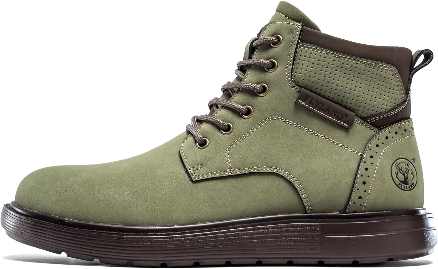 FLYLAND Men's Fashion Sneaker Chukka Boots Lace Up Leather Ankle Dress Boot Lightweight Non-Slip Walking Shoes