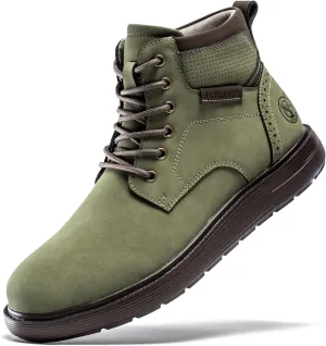 FLYLAND Men's Fashion Sneaker Chukka Boots Lace Up Leather Ankle Dress Boot Lightweight Non-Slip Walking Shoes
