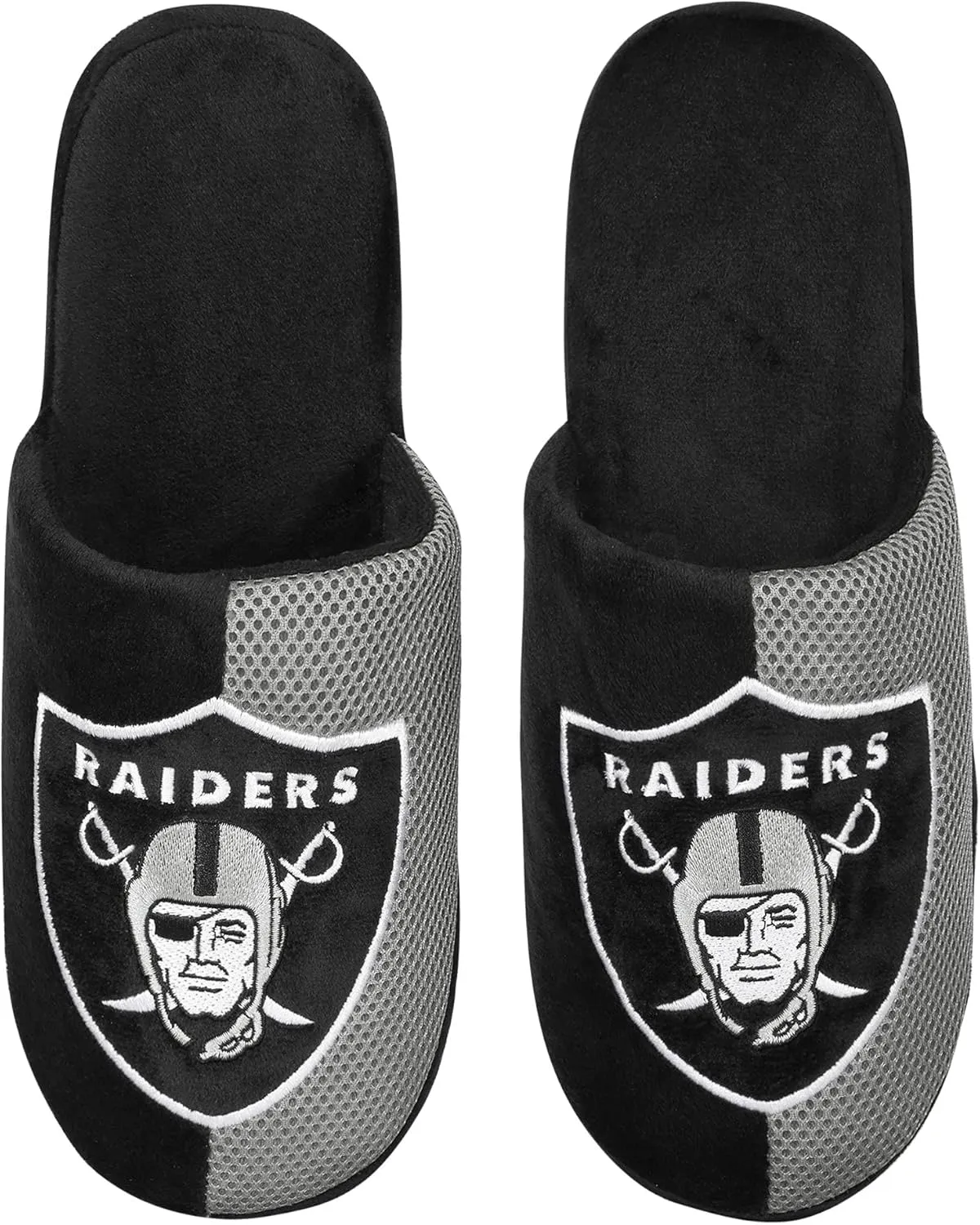 FOCO Men's NFL Team Logo Staycation Plush House Shoes Slide Slippers