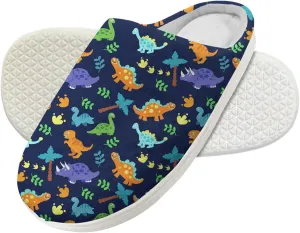 Forchrinse Colorful Dog Paw Print Unisex Child Plush Slip on House Slipper Plush Cozy Warm Slippers with Memory Foam for Boys Girls