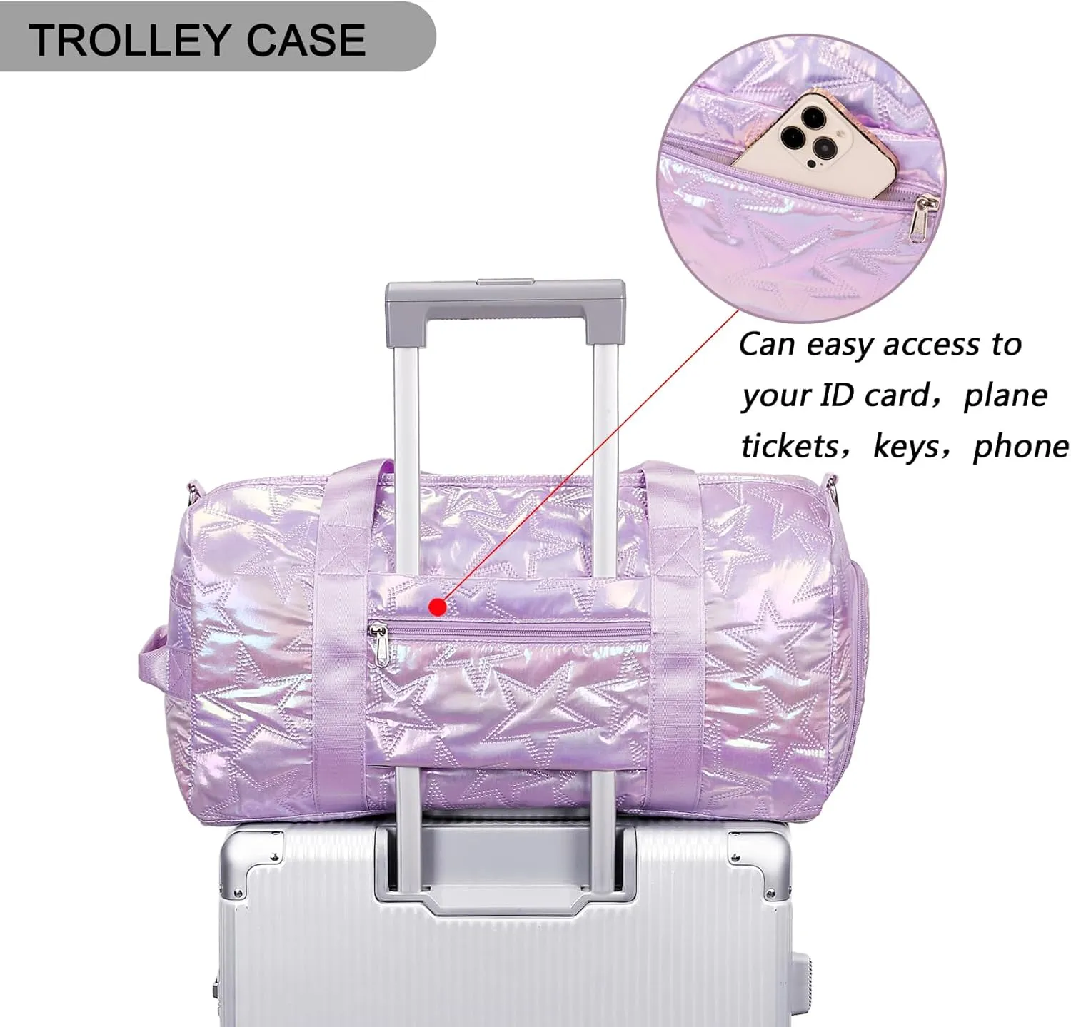 Forestfish Dance Bag For Girls, Small Gym Bag With Shoes Compartment Weekender Overnight Bag For Travel Lightweight Waterproof, Purple