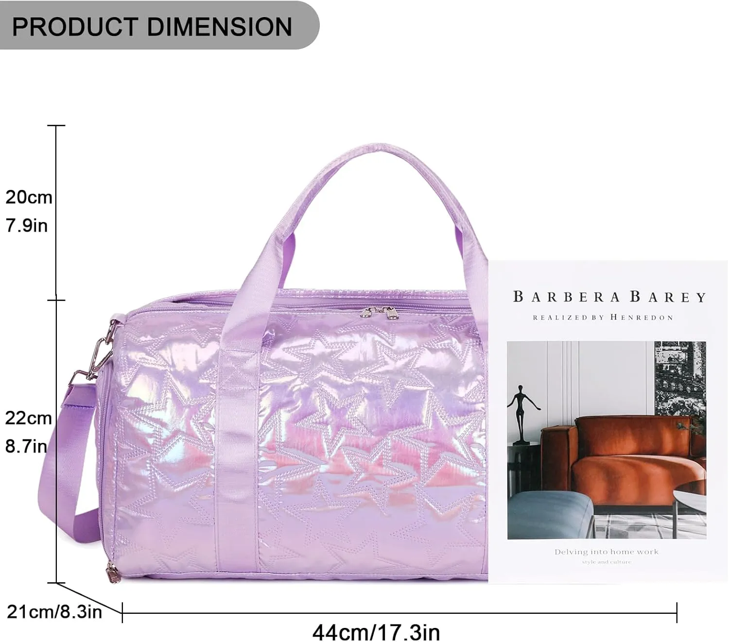 Forestfish Dance Bag For Girls, Small Gym Bag With Shoes Compartment Weekender Overnight Bag For Travel Lightweight Waterproof, Purple