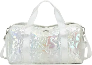 Forestfish Dance Bag For Girls, Small Gym Bag With Shoes Compartment Weekender Overnight Bag For Travel Lightweight Waterproof, Silver