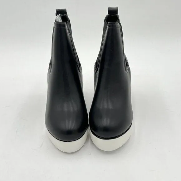 FOWT Black Wedge Sneaker Chelsea Boots Wide Width Ankle Boot High Chunky Heels