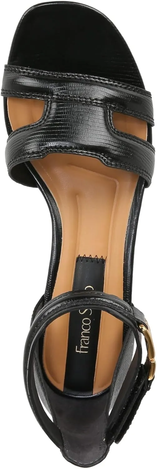 Franco Sarto Women's Nora Ankle Strap Low Block Heel Sandal Heeled