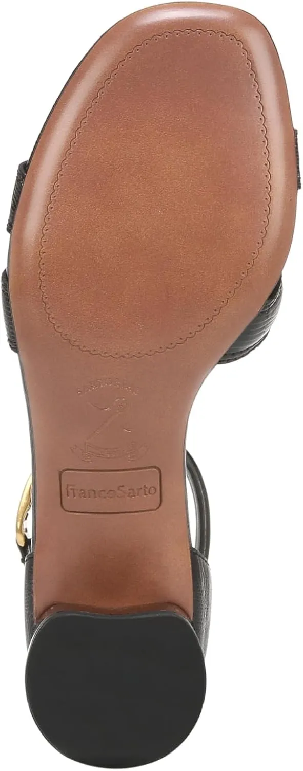 Franco Sarto Women's Nora Ankle Strap Low Block Heel Sandal Heeled