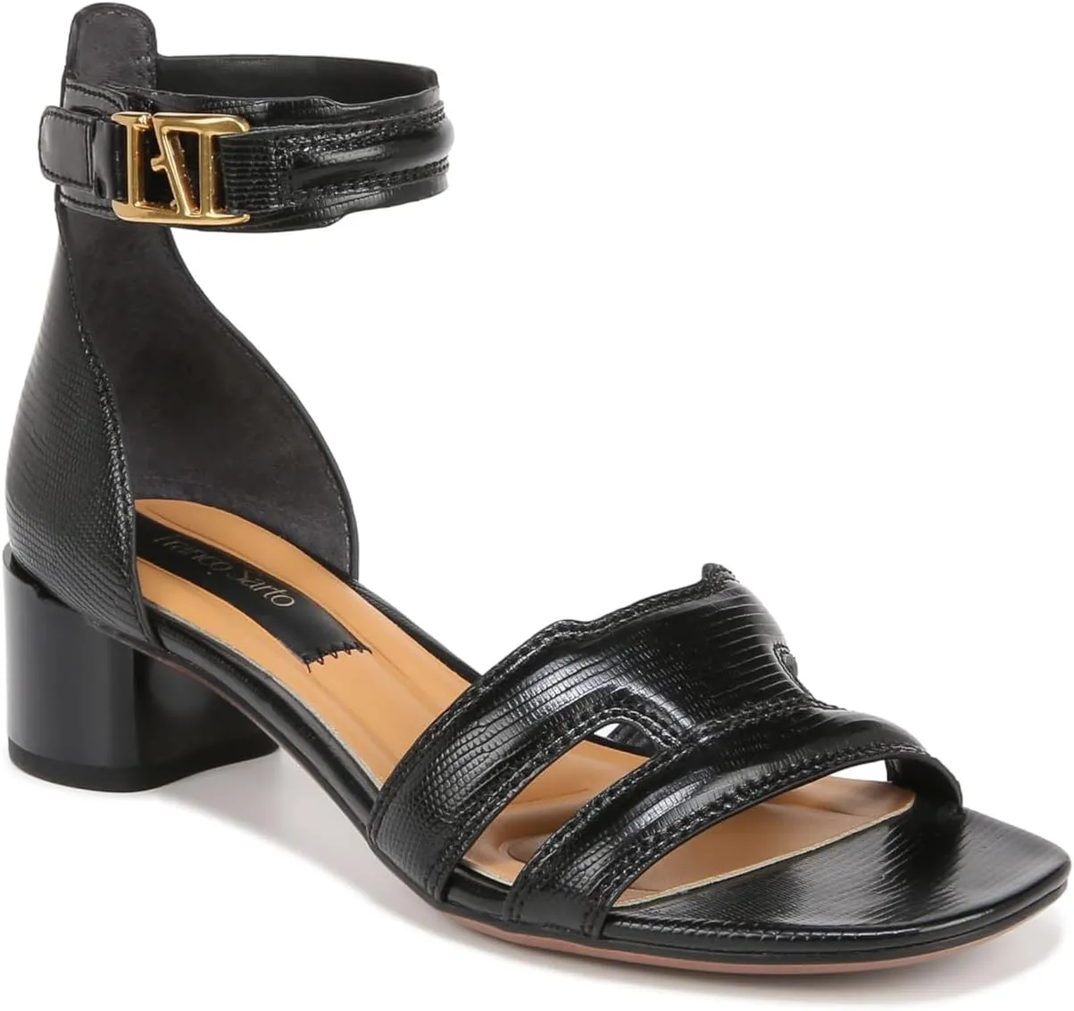 Franco Sarto Women's Nora Ankle Strap Low Block Heel Sandal Heeled