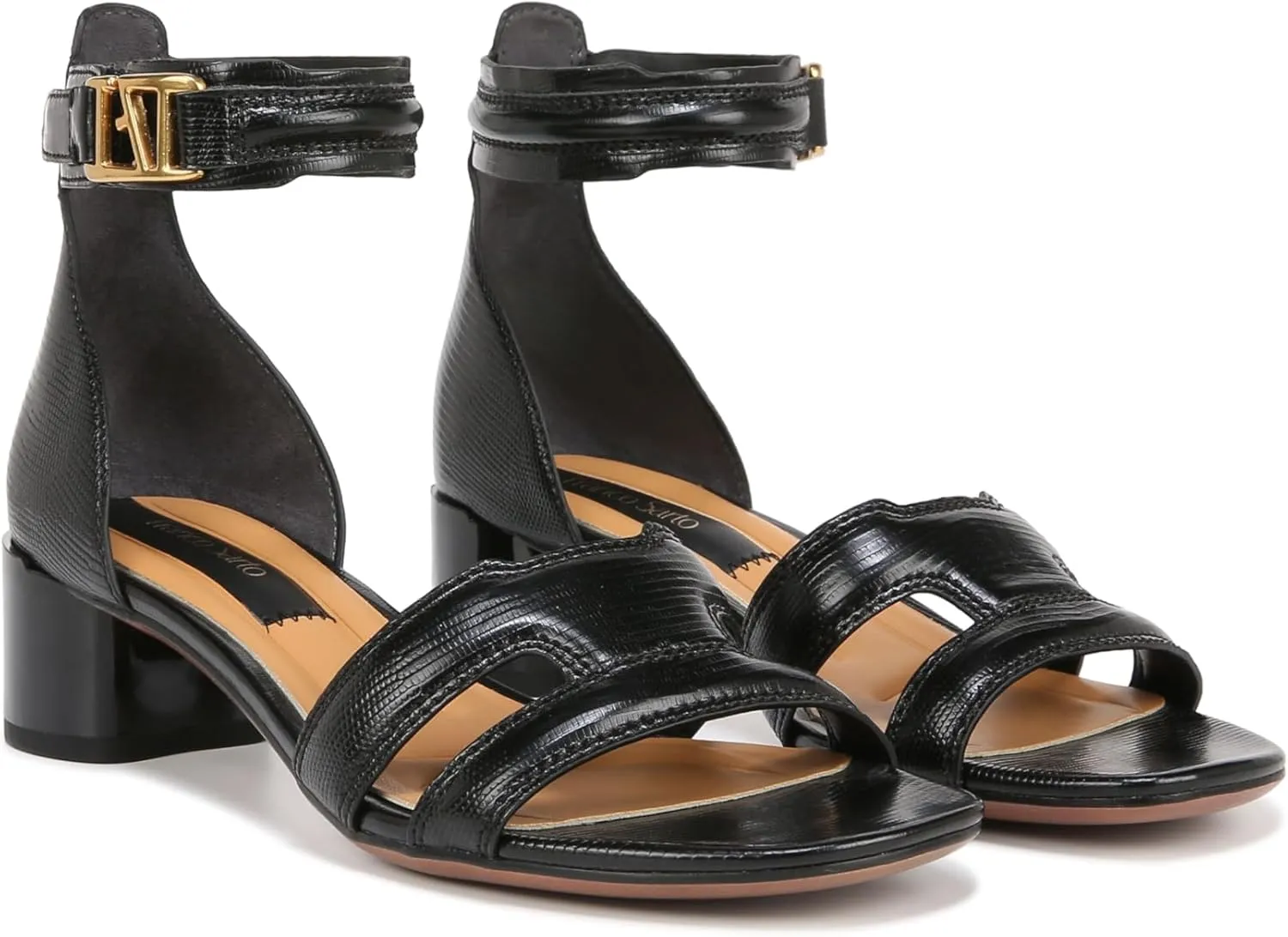 Franco Sarto Women's Nora Ankle Strap Low Block Heel Sandal Heeled