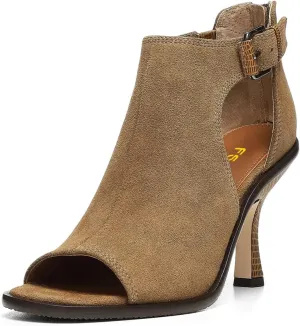 FSJ Women Peep Open Toe High Heel Sandals Cutout Ankle Strap Buckle Booties with Back Zipper Fashion Cocktail Nightclub Pumps Shoes Size 4-16 US