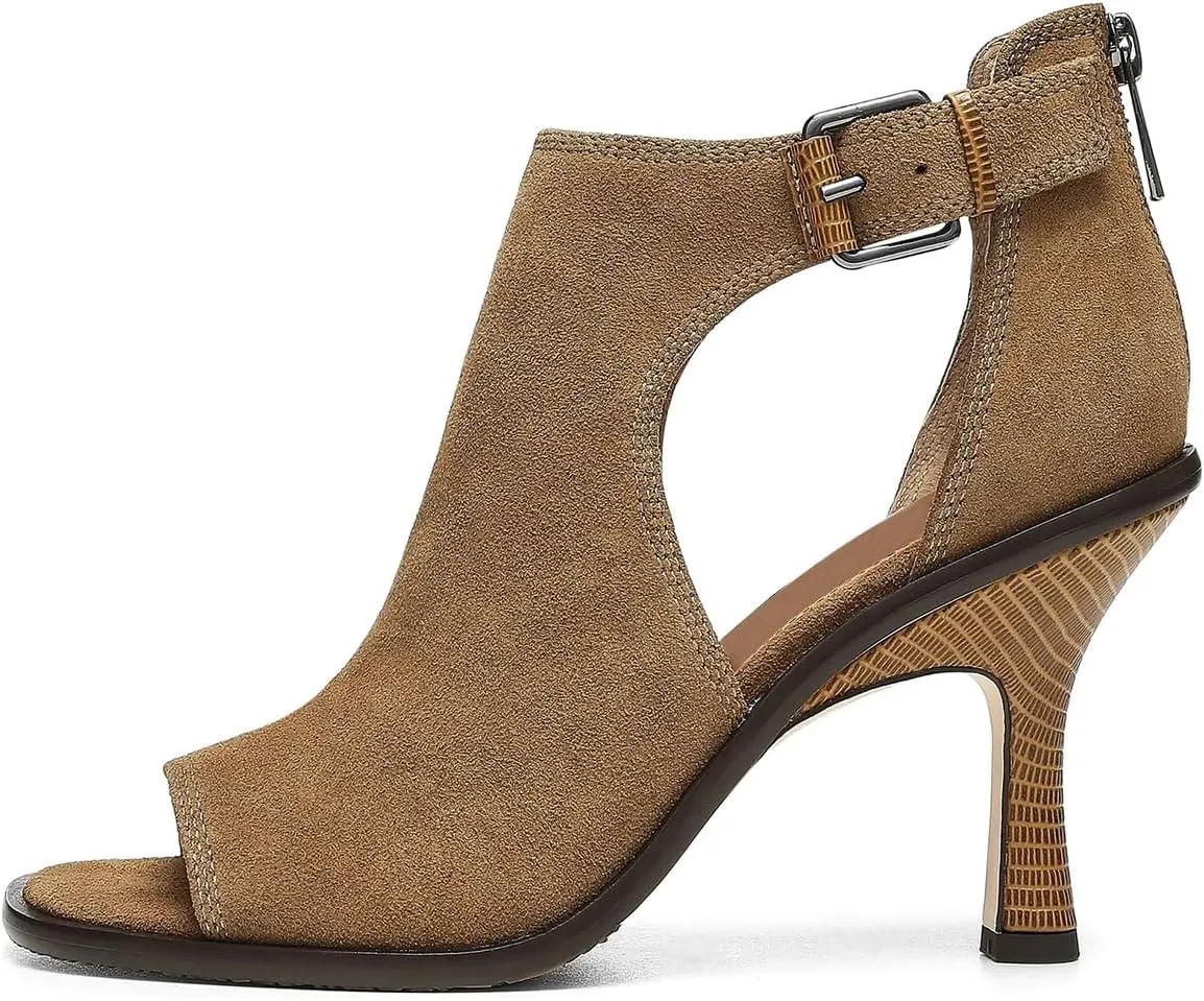 FSJ Women Peep Open Toe High Heel Sandals Cutout Ankle Strap Buckle Booties with Back Zipper Fashion Cocktail Nightclub Pumps Shoes Size 4-16 US