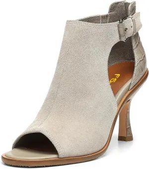 FSJ Women Peep Open Toe High Heel Sandals Cutout Ankle Strap Buckle Booties with Back Zipper Fashion Cocktail Nightclub Pumps Shoes Size 4-16 US