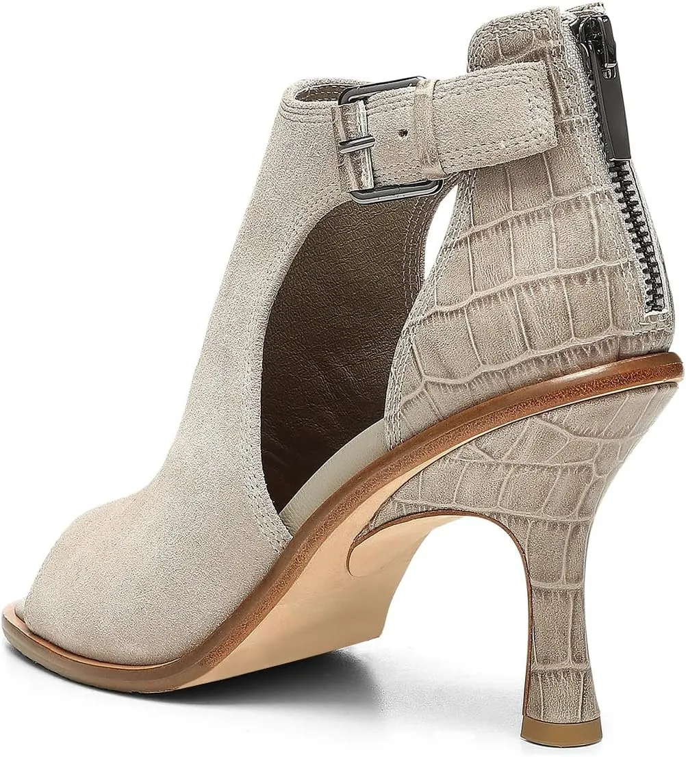 FSJ Women Peep Open Toe High Heel Sandals Cutout Ankle Strap Buckle Booties with Back Zipper Fashion Cocktail Nightclub Pumps Shoes Size 4-16 US