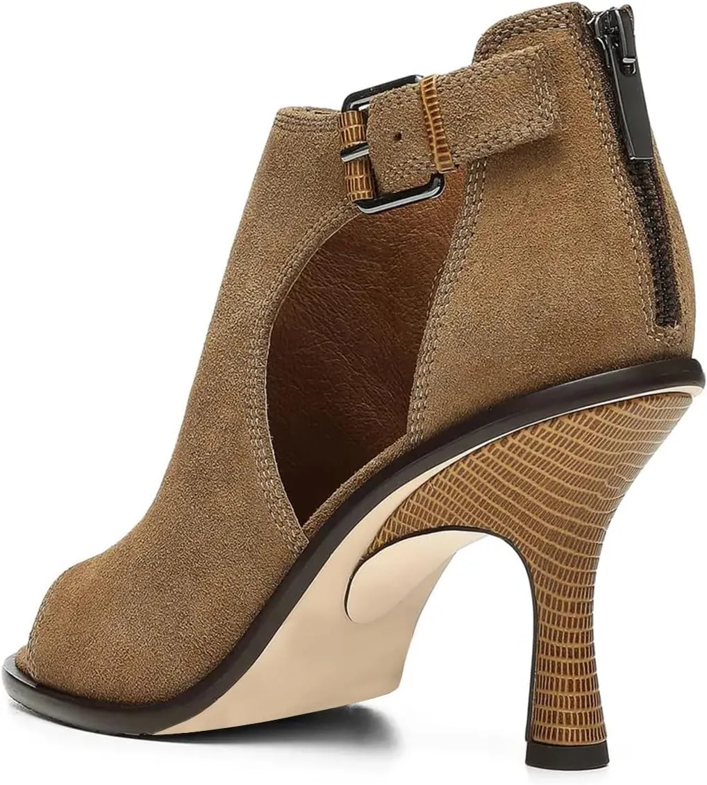 FSJ Women Peep Open Toe High Heel Sandals Cutout Ankle Strap Buckle Booties with Back Zipper Fashion Cocktail Nightclub Pumps Shoes Size 4-16 US