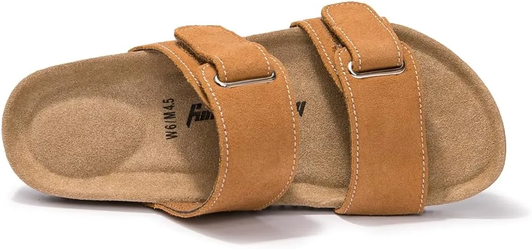 FUNKYMONKEY Unisex Slide Sandals Adjustable Double Buckle with Soft Footbed Comfort Slides for Women and Men