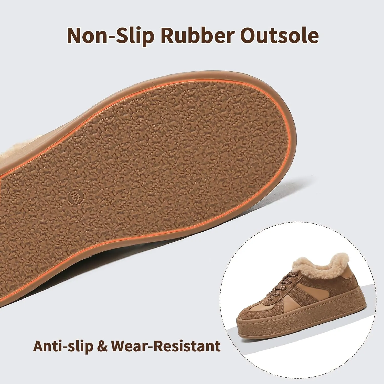 Fur Lined Winter Sneakers for Women Chunky Platform Non-Slip Soft Plush Warm Fashion Sneakers Casual Snow Walking Tennis Shoes