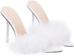 Fur Slippers Open Toe Crystal High Heels Pointed Slides Transparent Heel Sandals Girls Fluffy House Slides Outdoor Dress Sandal 1 Pair