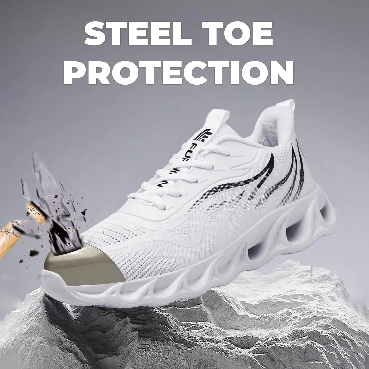 Furuian Steel Toe Shoes for Men Women Lightweight Indestructible Safety Shoes Comfortable Steel Toe Sneakers Puncture Proof Work Shoes