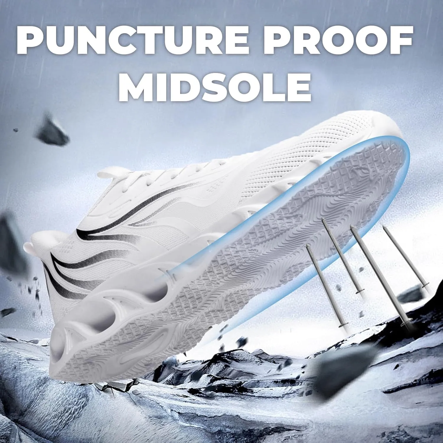 Furuian Steel Toe Shoes for Men Women Lightweight Indestructible Safety Shoes Comfortable Steel Toe Sneakers Puncture Proof Work Shoes