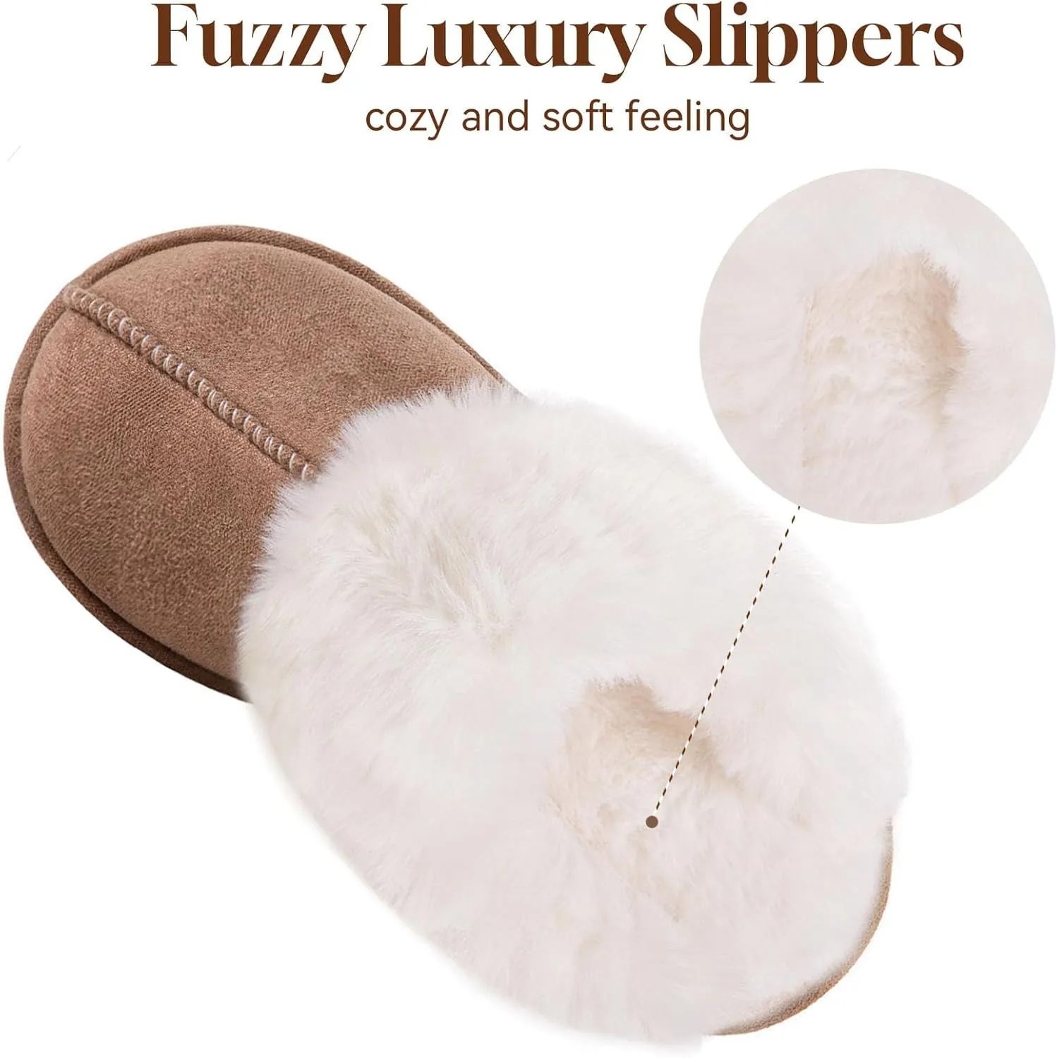 Fuzzy House Slippers for Women,Fluffy Memory Foam House Bedroom Slippers,Womens Shoes Casual Fall,Anti-Skid Plush for Indoor Outdoor Slippers
