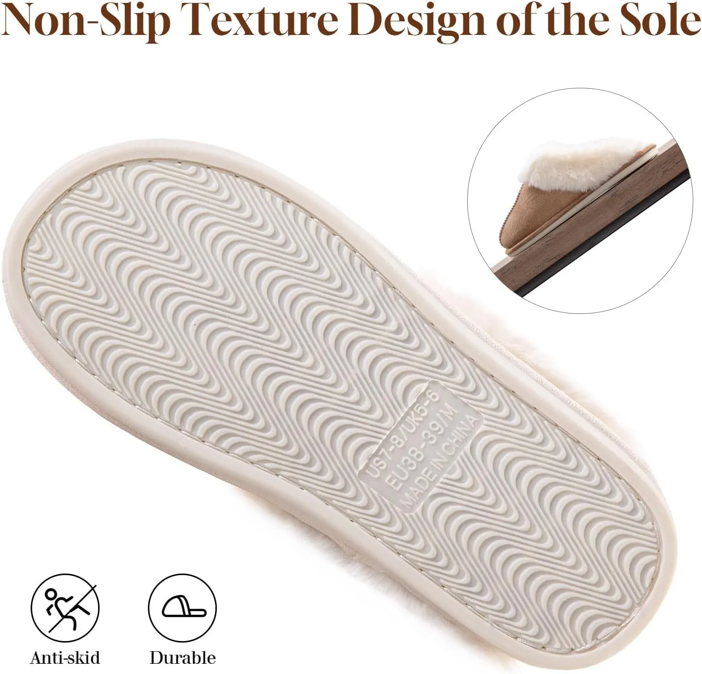 Fuzzy House Slippers for Women,Fluffy Memory Foam House Bedroom Slippers,Womens Shoes Casual Fall,Anti-Skid Plush for Indoor Outdoor Slippers