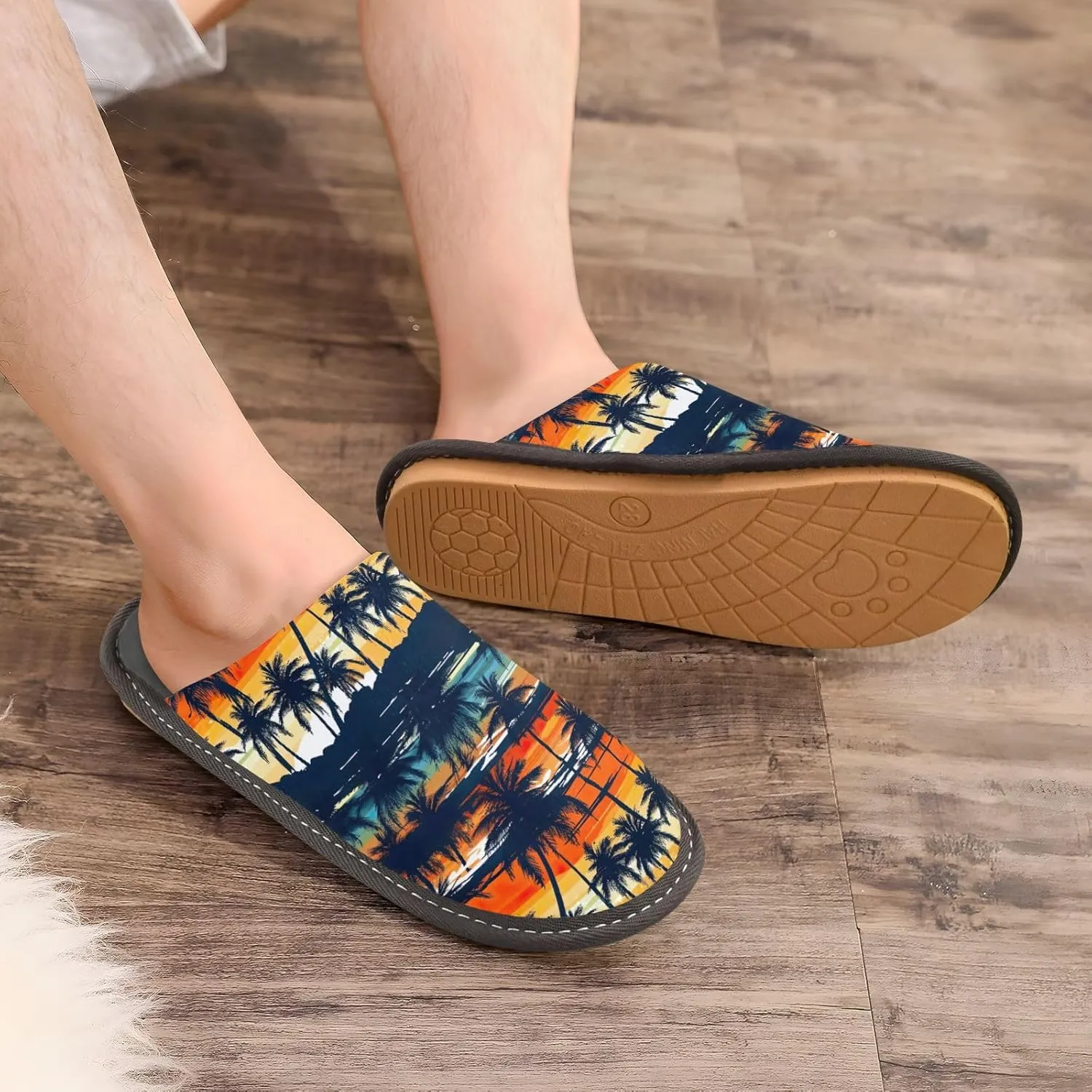 Fuzzy Slippers for Women Men Cozy Memory Foam Scuff Slippers Warm House Shoes Indoor/Outdoor