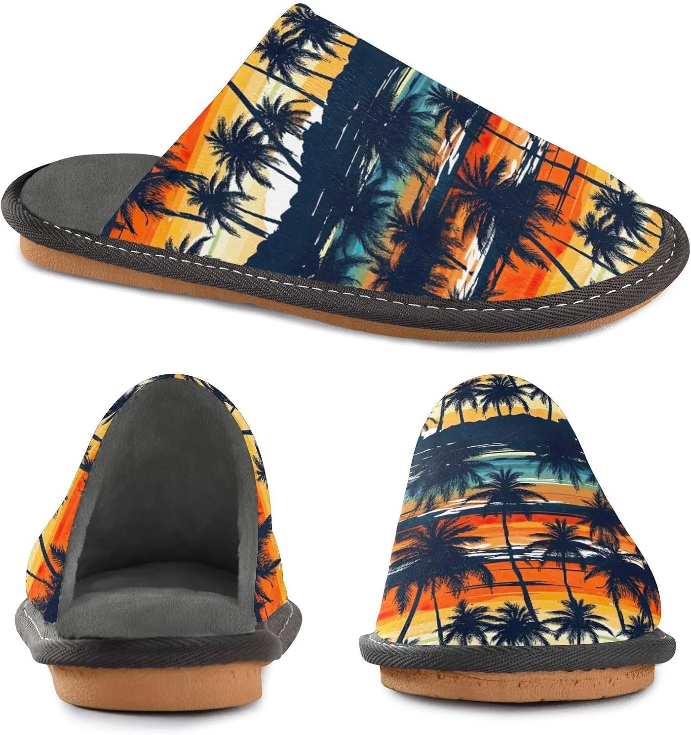 Fuzzy Slippers for Women Men Cozy Memory Foam Scuff Slippers Warm House Shoes Indoor/Outdoor