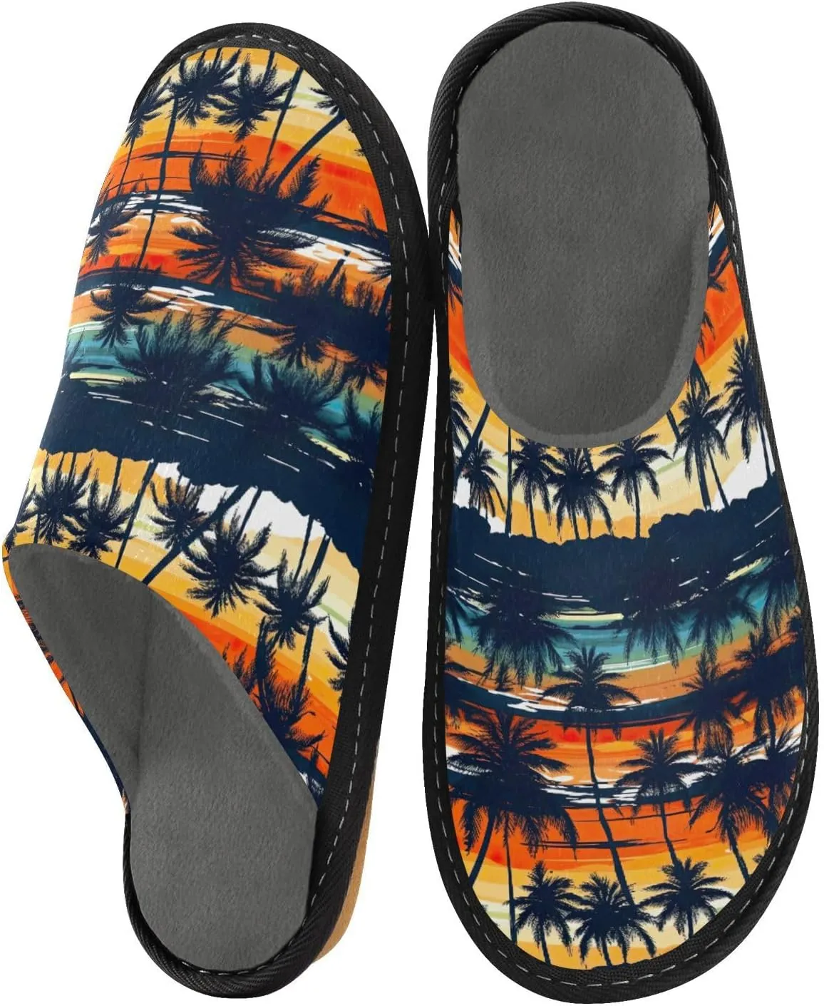 Fuzzy Slippers for Women Men Cozy Memory Foam Scuff Slippers Warm House Shoes Indoor/Outdoor