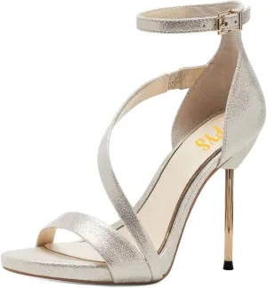 FYS Women Gorgeous Open Toe Ankle Strap Platform Sandals Sexy Strappy Stiletto High Heels Buckle Prom Party Dress Shoes Size 4-15 US