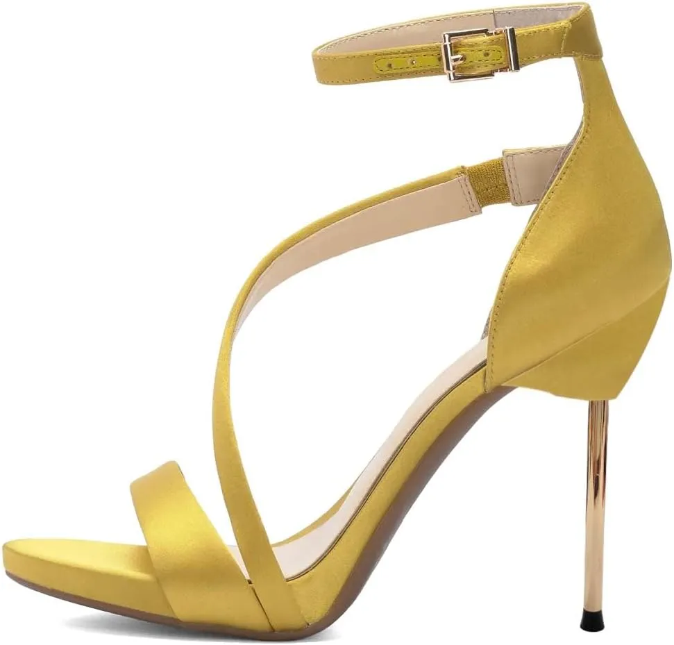 FYS Women Gorgeous Open Toe Ankle Strap Platform Sandals Sexy Strappy Stiletto High Heels Buckle Prom Party Dress Shoes Size 4-15 US