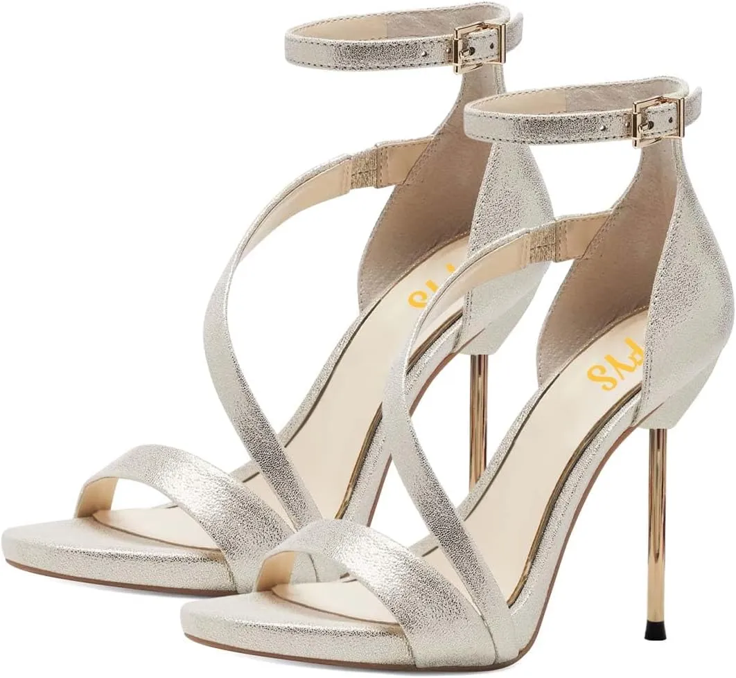 FYS Women Gorgeous Open Toe Ankle Strap Platform Sandals Sexy Strappy Stiletto High Heels Buckle Prom Party Dress Shoes Size 4-15 US